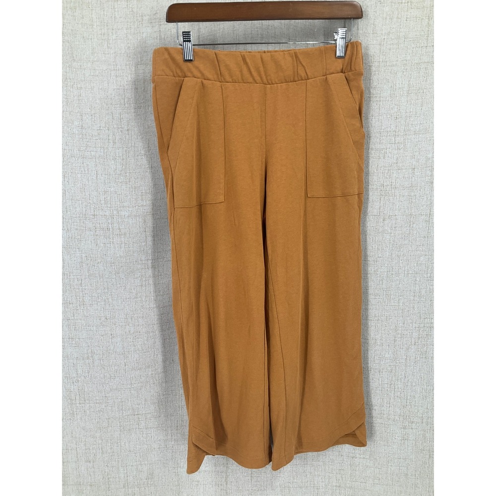 Pure Jill J. Jill Pants Women XS Petite Mustard Linen Cropped Wide Leg Boho